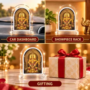 Lord Ayyappa Swamy L Shape Acrylic Showpiece 3 X 3.5 Inch For Home, Office And Car (F176691)
