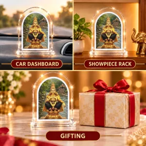 Lord Ayyappa L Shape Acrylic Showpiece 3 X 3.5 Inch For Home, Office And Car (F176698) Lord Ayyappa L Shape Acrylic Showpiece 3 X 3.5 Inch For Home, Office And Car (F176698)
