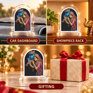 Radha Krishna L Shape Acrylic Showpiece 3 X 3.5 Inch For Home, Office And Car (F176701)