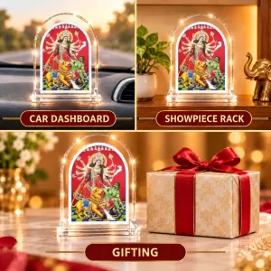 Durga Maa L Shape Acrylic Showpiece 3 X 3.5 Inch For Home, Office And Car (F176726)
