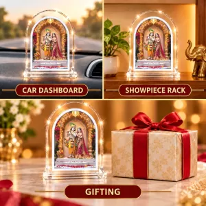Radha Krishna L Shape Acrylic Showpiece 3 X 3.5 Inch For Home, Office And Car (F176751)