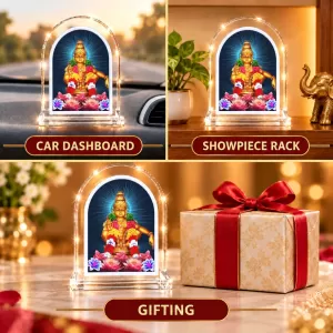 Lord Ayyappa L Shape Acrylic Showpiece 3 X 3.5 Inch For Home, Office And Car (F176810) Lord Ayyappa L Shape Acrylic Showpiece 3 X 3.5 Inch For Home, Office And Car (F176810)