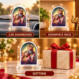 Radha Krishna L Shape Acrylic Showpiece 3 X 3.5 Inch For Home, Office And Car (F176831)