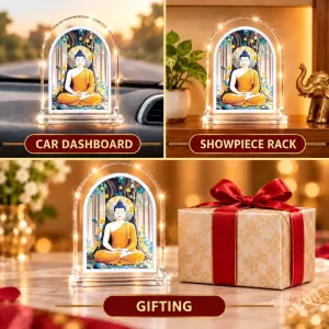 Buddha L Shape Acrylic Showpiece 3 X 3.5 Inch For Home, Office And Car (F176834)