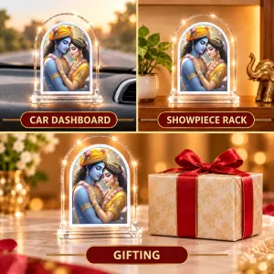 Radha Krishna L Shape Acrylic Showpiece 3 X 3.5 Inch For Home, Office And Car (F176837)