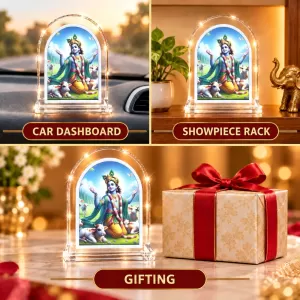 Lord Krishna L Shape Acrylic Showpiece 3 X 3.5 Inch For Home, Office And Car (F176841)