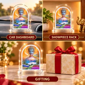 Buddha L Shape Acrylic Showpiece 3 X 3.5 Inch For Home, Office And Car (F176879)