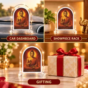 Buddha L Shape Acrylic Showpiece 3 X 3.5 Inch For Home, Office And Car (F176884)