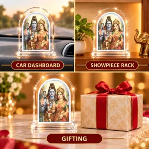 Shiva Parvati L Shape Acrylic Showpiece 3 X 3.5 Inch For Home, Office And Car (F176921) Shiva Parvati L Shape Acrylic Showpiece 3 X 3.5 Inch For Home, Office And Car (F176921)