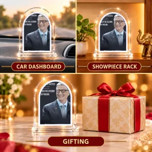 Bill Gates L Shape Acrylic Showpiece 3 X 3.5 Inch For Home, Office And Car (F176929)
