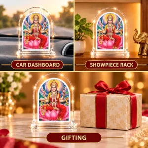 Maha Lakshmi L Shape Acrylic Showpiece 3 X 3.5 Inch For Home, Office And Car (F176995) Maha Lakshmi L Shape Acrylic Showpiece 3 X 3.5 Inch For Home, Office And Car (F176995)