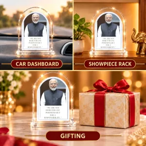 Narendra Modi L Shape Acrylic Showpiece 3 X 3.5 Inch For Home, Office And Car (F177023) Narendra Modi L Shape Acrylic Showpiece 3 X 3.5 Inch For Home, Office And Car (F177023)