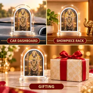 Lord Venkateswara L Shape Acrylic Showpiece 3 X 3.5 Inch For Home, Office And Car (F177044)