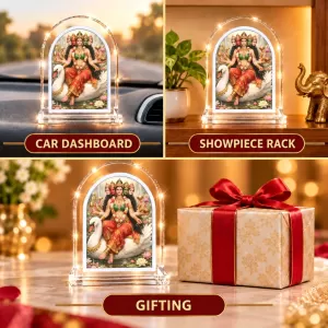 Gayatri Mata L Shape Acrylic Showpiece 3 X 3.5 Inch For Home, Office And Car (F177053)