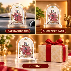Radha Krishna L Shape Acrylic Showpiece 3 X 3.5 Inch For Home, Office And Car (F177074)
