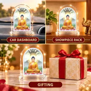 Buddha L Shape Acrylic Showpiece 3 X 3.5 Inch For Home, Office And Car (F177081)