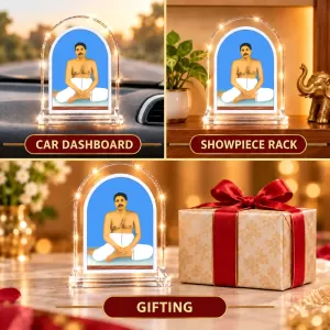 Shree Shree Thakur Anukul L Shape Acrylic Showpiece 3 X 3.5 Inch For Home, Office And Car (F177138) Shree Shree Thakur Anukul L Shape Acrylic Showpiece 3 X 3.5 Inch For Home, Office And Car (F177138)