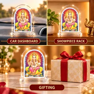 Lord Ganesha L Shape Acrylic Showpiece 3 X 3.5 Inch For Home, Office And Car (F177150) Lord Ganesha L Shape Acrylic Showpiece 3 X 3.5 Inch For Home, Office And Car (F177150)