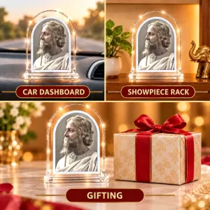 Rabindranath Tagore L Shape Acrylic Showpiece 3 X 3.5 Inch For Home, Office And Car (F177152) Rabindranath Tagore L Shape Acrylic Showpiece 3 X 3.5 Inch For Home, Office And Car (F177152)