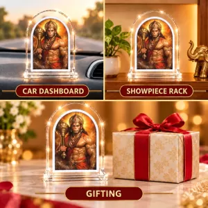 Hanuman L Shape Acrylic Showpiece 3 X 3.5 Inch For Home, Office And Car (F177157)