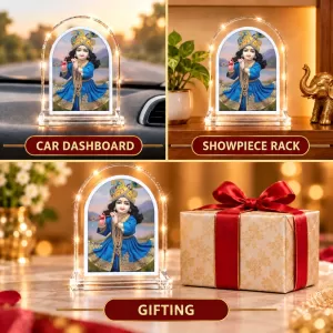 Lord Krishna L Shape Acrylic Showpiece 3 X 3.5 Inch For Home, Office And Car (F177214)