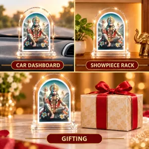 Hanuman L Shape Acrylic Showpiece 3 X 3.5 Inch For Home, Office And Car (F177228)