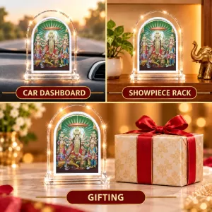 Durga Maa L Shape Acrylic Showpiece 3 X 3.5 Inch For Home, Office And Car (F177438)
