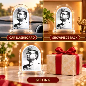 Subhas Chandra Bose L Shape Acrylic Showpiece 3 X 3.5 Inch For Home, Office And Car (F177450) Subhas Chandra Bose L Shape Acrylic Showpiece 3 X 3.5 Inch For Home, Office And Car (F177450)