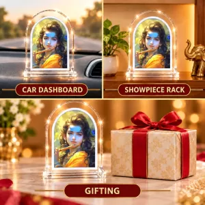 Lord Krishna L Shape Acrylic Showpiece 3 X 3.5 Inch For Home, Office And Car (F177464)