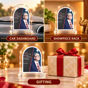 Bill Gates L Shape Acrylic Showpiece 3 X 3.5 Inch For Home, Office And Car (F177499)