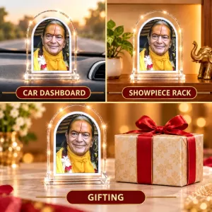 Jagadguru Kripalu Maharaj L Shape Acrylic Showpiece 3 X 3.5 Inch For Home, Office And Car (F177520)