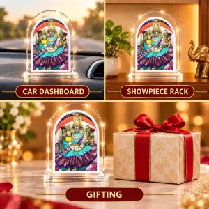 Goddess Sri Chamundeshwari L Shape Acrylic Showpiece 3 X 3.5 Inch For Home, Office And Car (F177522)