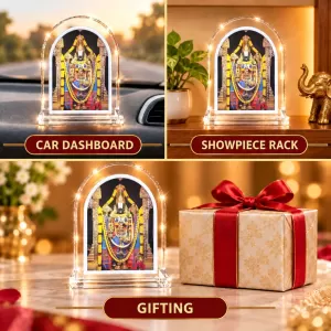 Lord Venkateswara L Shape Acrylic Showpiece 3 X 3.5 Inch For Home, Office And Car (F177555)