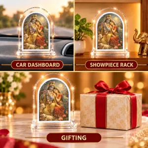 Radha Krishna L Shape Acrylic Showpiece 3 X 3.5 Inch For Home, Office And Car (F177600)