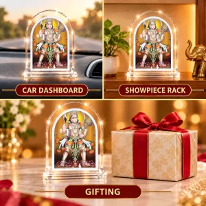 Hanuman L Shape Acrylic Showpiece 3 X 3.5 Inch For Home, Office And Car (F177602)