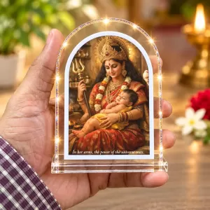 Maa With Durga Boy L Shape Acrylic Showpiece 3 X 3.5 Inch For Home, Office And Car (F175688) Maa With Durga Boy L Shape Acrylic Showpiece 3 X 3.5 Inch For Home, Office And Car (F175688)