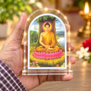 Buddha L Shape Acrylic Showpiece 3 X 3.5 Inch For Home, Office And Car (F175694)