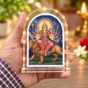 Durga Maa L Shape Acrylic Showpiece 3 X 3.5 Inch For Home, Office And Car (F175710)