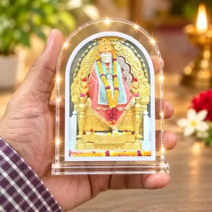 Shirdi Sai Baba L Shape Acrylic Showpiece 3 X 3.5 Inch For Home, Office And Car (F175714)