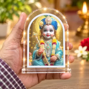 Lord Krishna L Shape Acrylic Showpiece 3 X 3.5 Inch For Home, Office And Car (F175753)