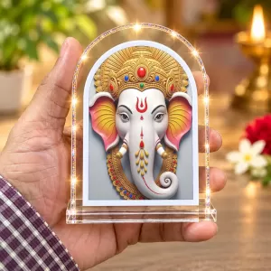 Lord Ganesha L Shape Acrylic Showpiece 3 X 3.5 Inch For Home, Office And Car (F175808)