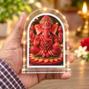 Lord Ganesha L Shape Acrylic Showpiece 3 X 3.5 Inch For Home, Office And Car (F175850)
