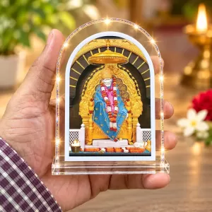 Shirdi Sai Baba L Shape Acrylic Showpiece 3 X 3.5 Inch For Home, Office And Car (F175877)