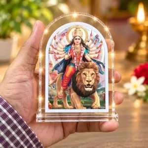 Durga Maa L Shape Acrylic Showpiece 3 X 3.5 Inch For Home, Office And Car (F175888)