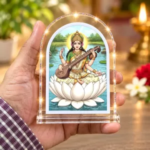 Goddess Saraswati L Shape Acrylic Showpiece 3 X 3.5 Inch For Home, Office And Car (F175912) Goddess Saraswati L Shape Acrylic Showpiece 3 X 3.5 Inch For Home, Office And Car (F175912)