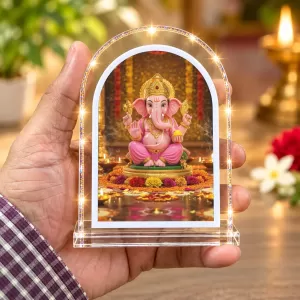 Lord Ganesha L Shape Acrylic Showpiece 3 X 3.5 Inch For Home, Office And Car (F175915)