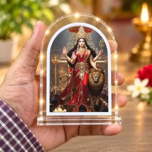 Durga Maa L Shape Acrylic Showpiece 3 X 3.5 Inch For Home, Office And Car (F175925)
