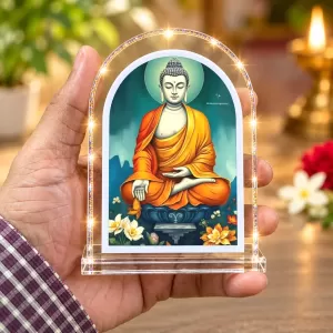 Buddha L Shape Acrylic Showpiece 3 X 3.5 Inch For Home, Office And Car (F175934)