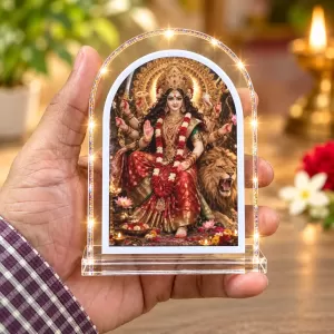 Durga Maa L Shape Acrylic Showpiece 3 X 3.5 Inch For Home, Office And Car (F175952)