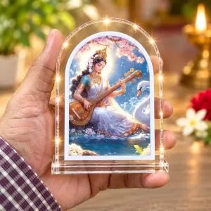 Goddess Saraswati L Shape Acrylic Showpiece 3 X 3.5 Inch For Home, Office And Car (F175963) Goddess Saraswati L Shape Acrylic Showpiece 3 X 3.5 Inch For Home, Office And Car (F175963)